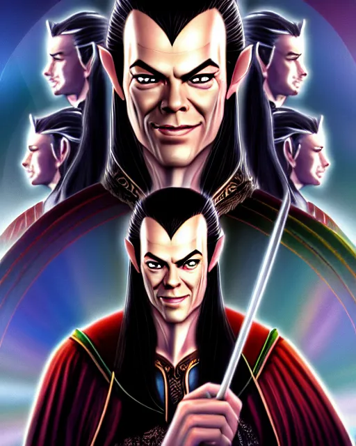 Image similar to Elrond from Lord of the rings, Cover art by Stephen Bliss, boxart, loading screen, 8K resolution