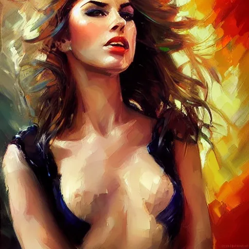 Prompt: electric woman, cute - fine - face, pretty face, oil slick hair, realistic shaded perfect face, extremely fine details, realistic shaded lighting, dynamic background, michael garmash, artgerm
