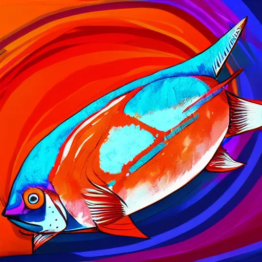 Image similar to psychedelic tuna fish, trending on artstation