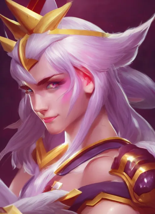 Image similar to portrait of star guardian darius from league of legends, au naturel, hyper detailed, digital art, trending in artstation, cinematic lighting, studio quality, smooth render, unreal engine 5 rendered, octane rendered, art style by klimt and nixeu and ian sprigger and wlop and krenz cushart and riot