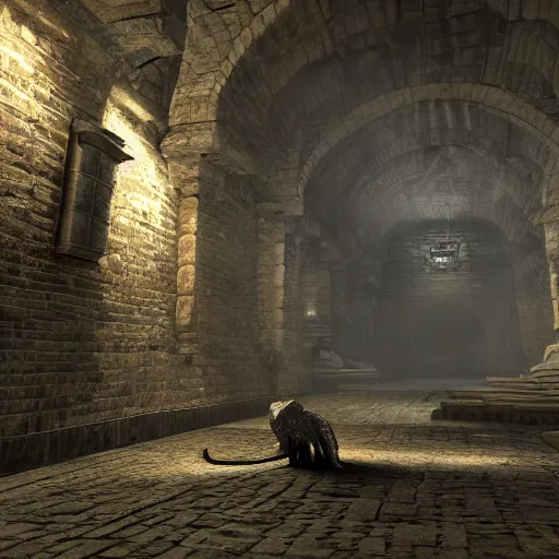 Image similar to basilisk in a dungeon, highly detailed, digital art, unreal engine