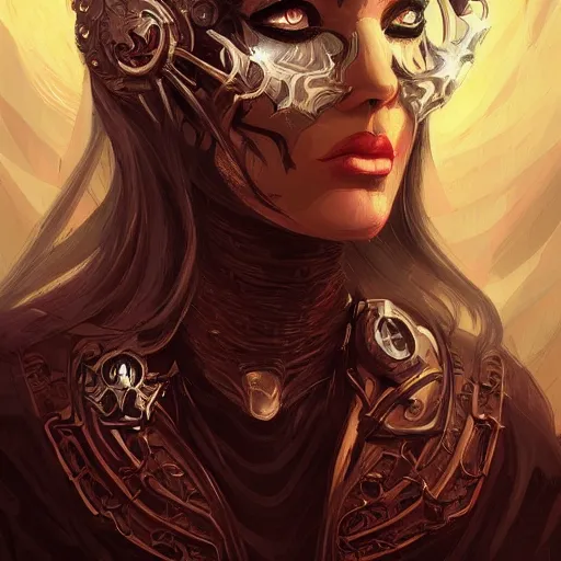 Image similar to queen of death. intricate portrait, occult cyberpunk, ancient futuristic, dark art, occult. by Petros Afshar, by artgerm, Eddie Mendoza