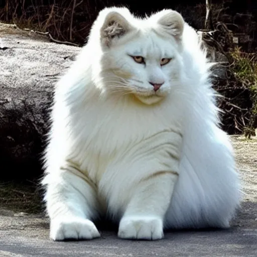 Image similar to big white panter, white paws and very long fur