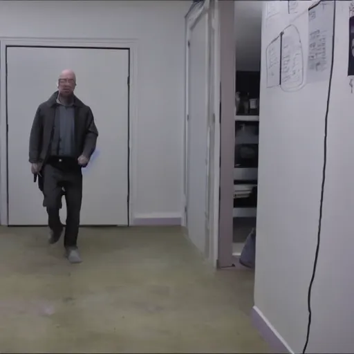 Prompt: Heisenberg in the backrooms, trail footage