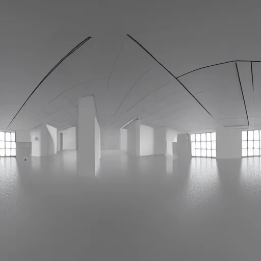 Image similar to inside an empty large white room, well lit, 3 d perspective, virtual reality