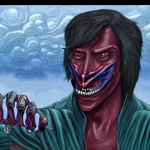 Prompt: highly detailed surreal art of morbius in the style of moebius