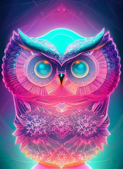 Image similar to symmetry!! product render poster vivid colors divine proportion owl, ice and snow, glowing fog intricate, elegant, highly detailed, digital painting, artstation, concept art, smooth, sharp focus, illustration,