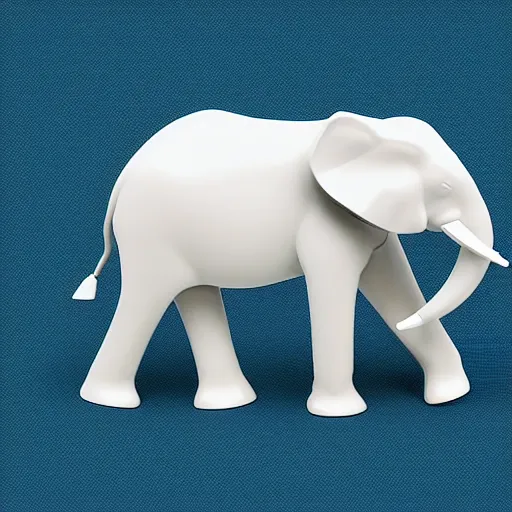 Prompt: A photo of an elephant, isometric view, white background