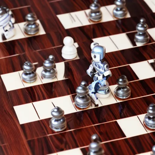 Image similar to robot playng chess, detailed