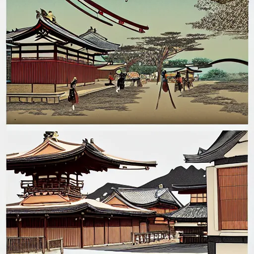 Image similar to Edo Period Japan Town in the American Southwest trending on Artstation