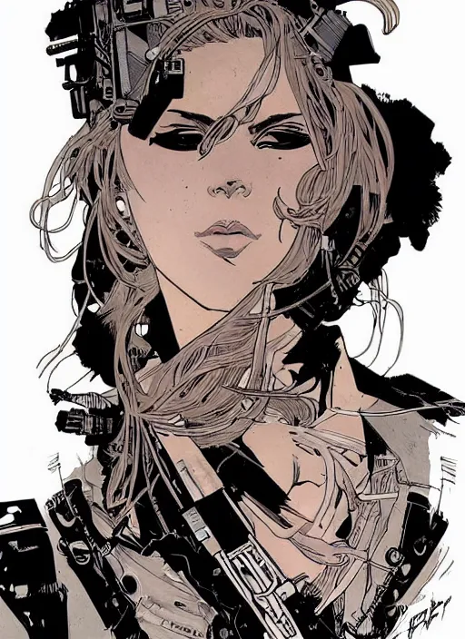 Prompt: beautiful cyberpunk assassin. portrait by ashley wood and alphonse mucha and laurie greasley and josan gonzalez and james gurney.