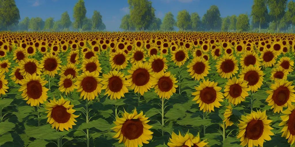 Image similar to beautiful sunflowers, unreal engine