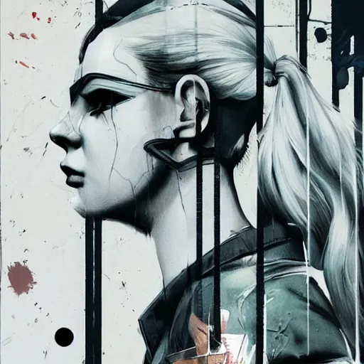 Image similar to Elle Fanning in Metal Gear Solid picture by Sachin Teng, asymmetrical, dark vibes, Realistic Painting , Organic painting, Matte Painting, geometric shapes, hard edges, graffiti, street art:2 by Sachin Teng:4