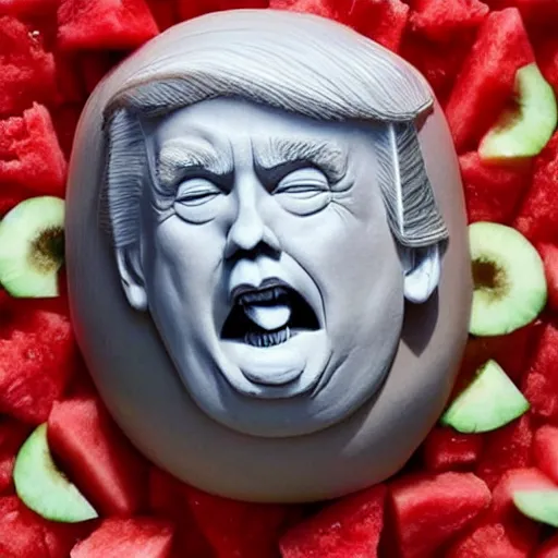 Image similar to watermelon carving of donald trump's face