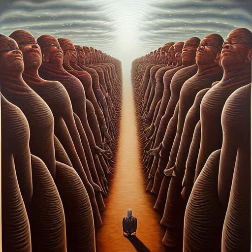 Image similar to in a dream, are all the characters really you? by jeffrey smith, oil on canvas