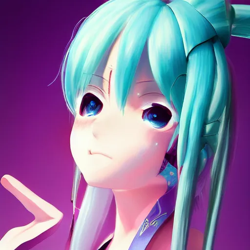 Image similar to a high detail portrait of Hatsune Miku by makoto sinkai, by BUNBUN, in simple background, mad painting