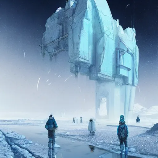 Image similar to ice city in 2 0 8 0, antarctica, technology, fantasy, landscape, 4 k, by beeple!!!, by baptiste monge!!, overdetailed art