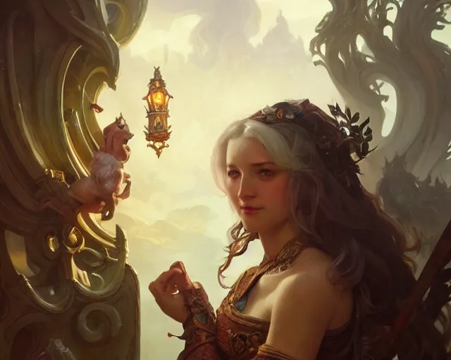 Image similar to british comedy, deep focus, d & d, fantasy, intricate, elegant, highly detailed, digital painting, artstation, concept art, matte, sharp focus, illustration, hearthstone, art by artgerm and greg rutkowski and alphonse mucha