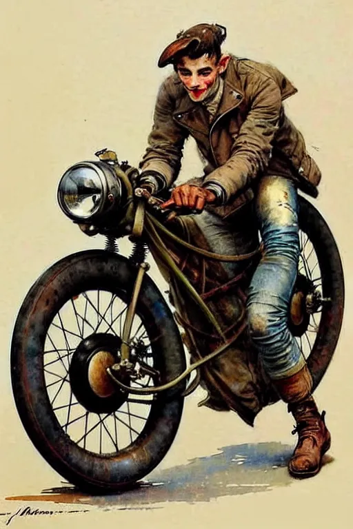 Image similar to (((((1950s racing motorcycle with dustbin fairing . muted colors.))))) by Jean-Baptiste Monge !!!!!!!!!!!!!!!!!!!!!!!!!!!