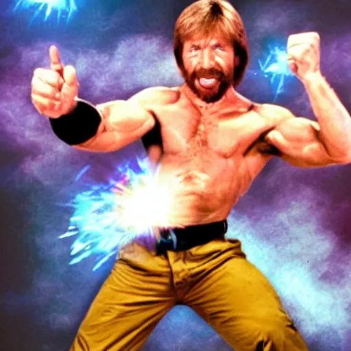 Image similar to chuck norris throwing a kamehameha