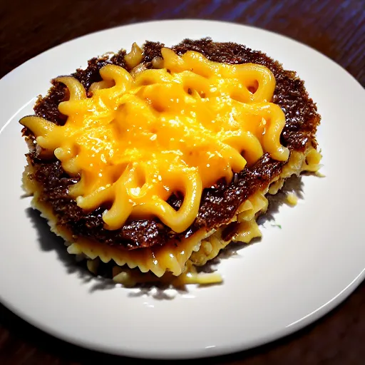 Prompt: a close - up shot of vegemite on top of macaroni and cheese, hd, photo, soft lighting, food