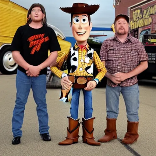 Image similar to woody from toy story in a metal band