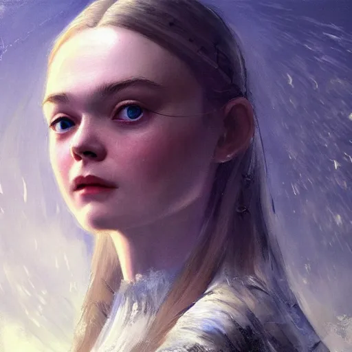 Prompt: ultra realistic portrait painting of elle fanning in bloodborne, art by frank frazetta, 4 k, ultra realistic, highly detailed, epic lighting