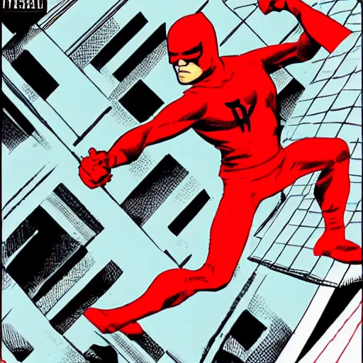 Prompt: daredevil action pose by david aja