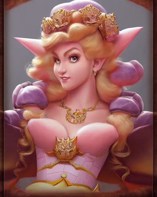 Image similar to a beautiful princess peach captured by dragon bowser, accurate details, dramatic, intricate, elegant, highly detailed, digital painting, artstation, concept art, sharp focus, illustration, art by Gustave Dore, octane render