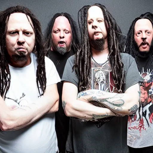 Image similar to korn except they're fat doctors yelling hyperrealism