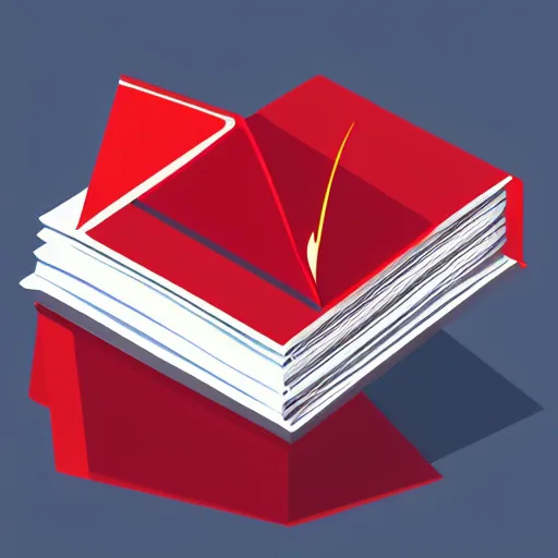 Prompt: 2 dimensional, vector, low poly, white fire hovering over an open book icon, red background, cgsociety, artstation