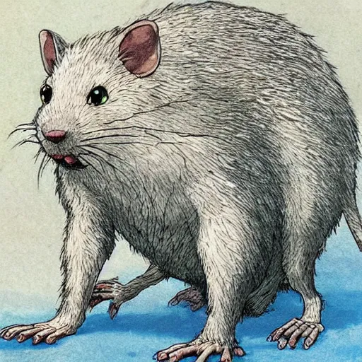 Prompt: giant rat that makes all of the rules, art by miyazaki