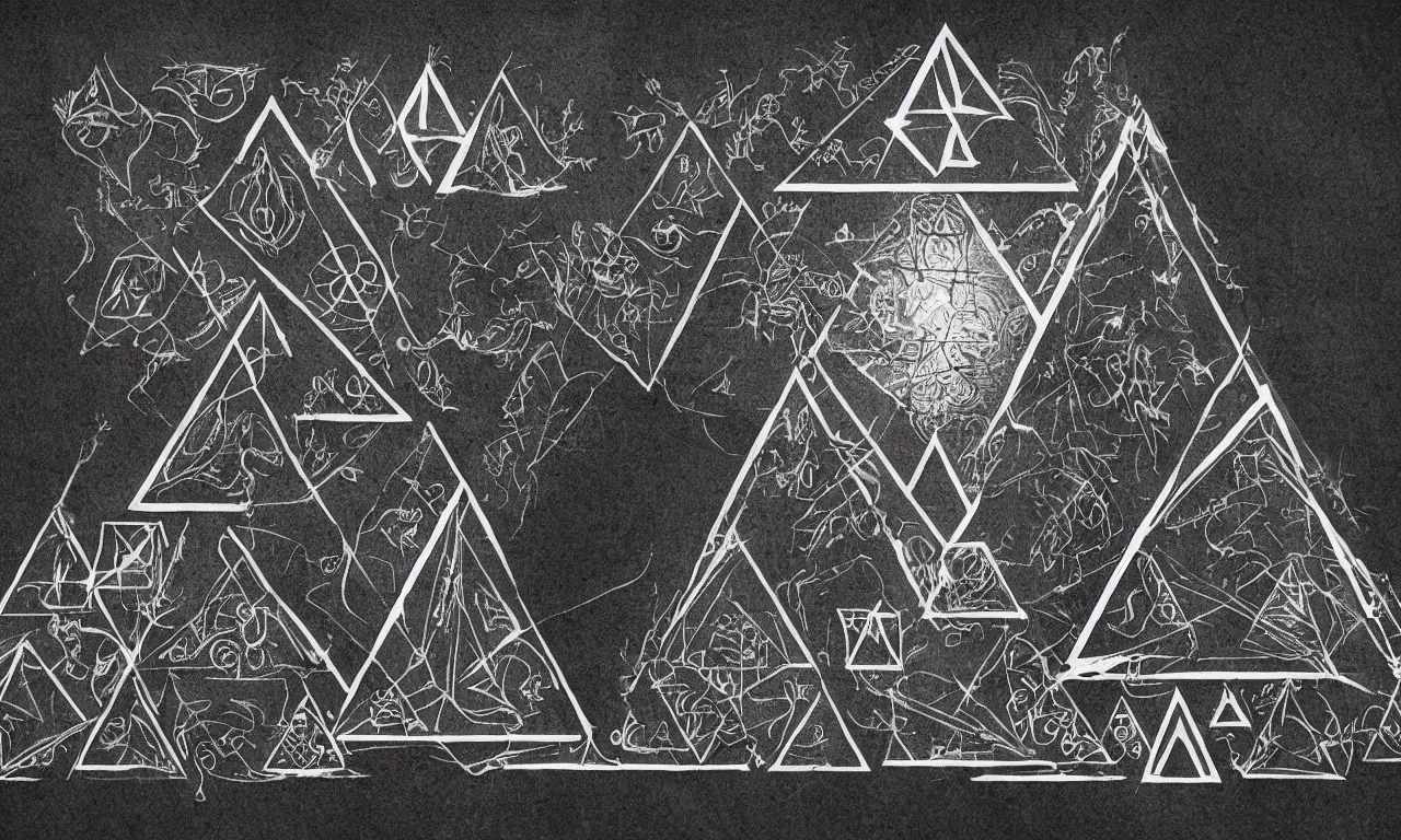 Prompt: fear of triangles, dark mysticism, illuminate symbology
