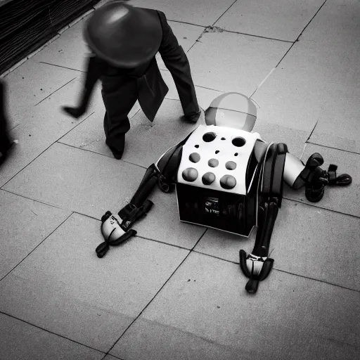 Prompt: robot killing a man - photographer