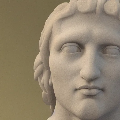 Prompt: a 3 d render of the head of david marble statue, in the style of michelangelo