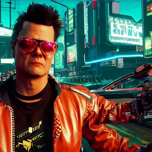 Prompt: “Johnny Knoxville in cyberpunk 2077”