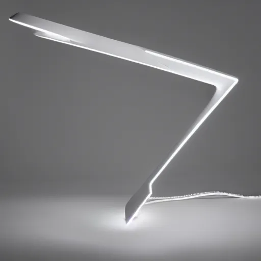 Prompt: table lamp designed by zaha hadid, studio lighting, product photography