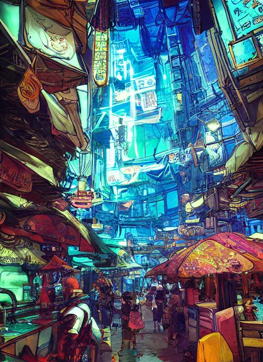 Image similar to bazaar zouk oriantal full color sky shine place mosquet painting digital illustration hdr stylized digital illustration video game icon global illumination ray tracing advanced technology that looks like it is from borderlands and by feng zhu and loish and laurie greasley, victo ngai, andreas rocha, john harris