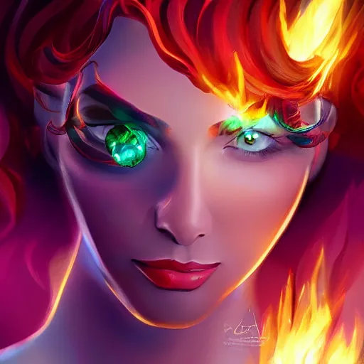 Prompt: crystal gem on fire, digital art, highly detailed, artgerm, sharp focus