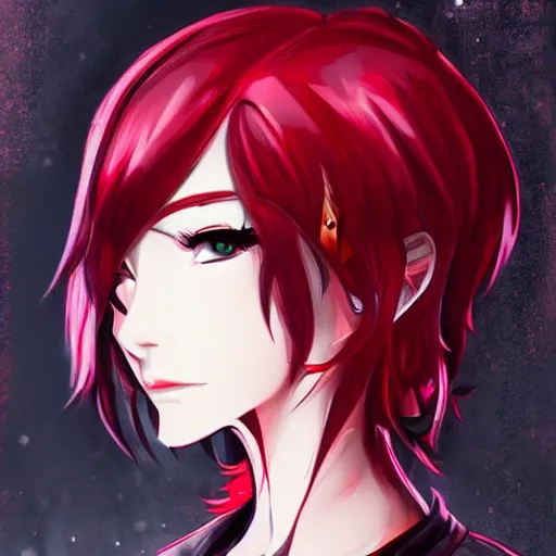 Image similar to Ruby Rose from RWBY, highly detailed, sci-fi, beautiful, anime-styled illustration, sharp focus