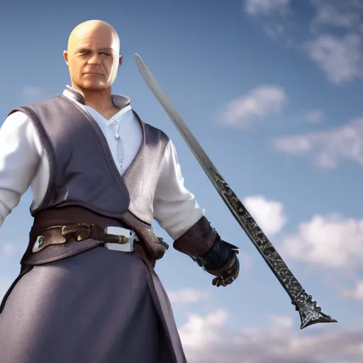 Prompt: mr. clean holding cloud's sword from final fantasy, 4 k, realistic, 8 k
