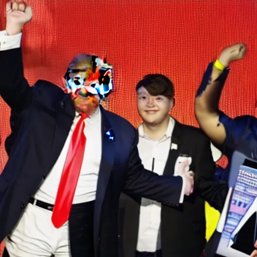 Image similar to donald trump wins esports gaming tournament