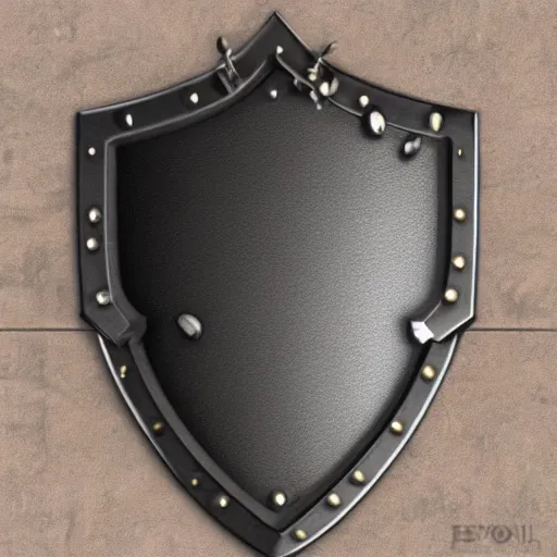 Image similar to simple hyperrealistic metal shield