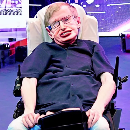 Image similar to stephen hawking wins a brutal lazer tag tournament