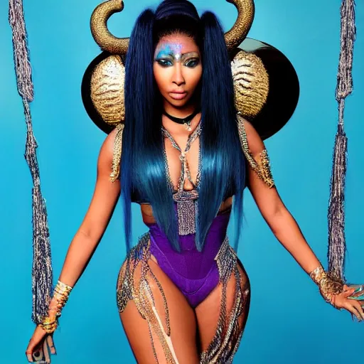 Image similar to nicki minaj in avatar, studio photo, award winning