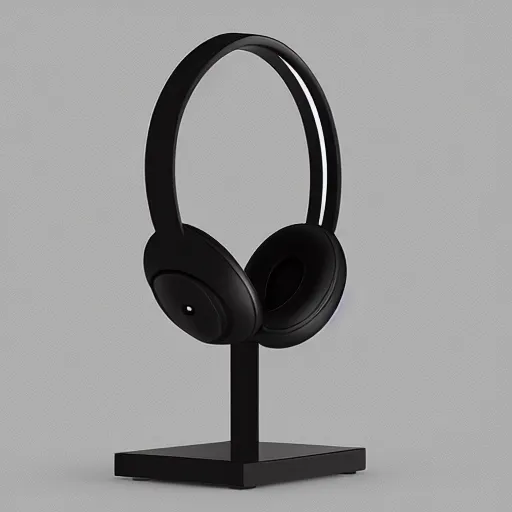 Image similar to wireless headphone stand!!!, futuristic, techno, cyberpunk, product design, render, concept, fun, geometric