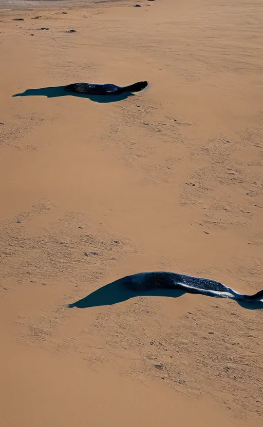 Image similar to giant whales in sand dunes, photography