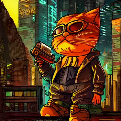 Image similar to Cyberpunk Garfield