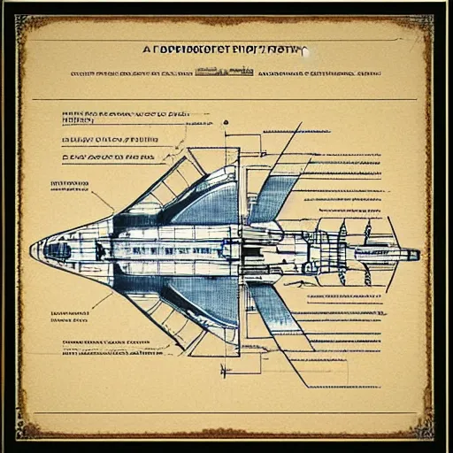 Image similar to a blueprint of a spaceship