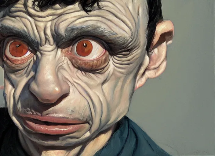 Image similar to a highly detailed beautiful portrait of nathan fielder as gollum, by gregory manchess, james gurney, james jean